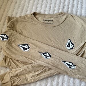 Volcom Men's Beige Graphic Long Sleeve Tee